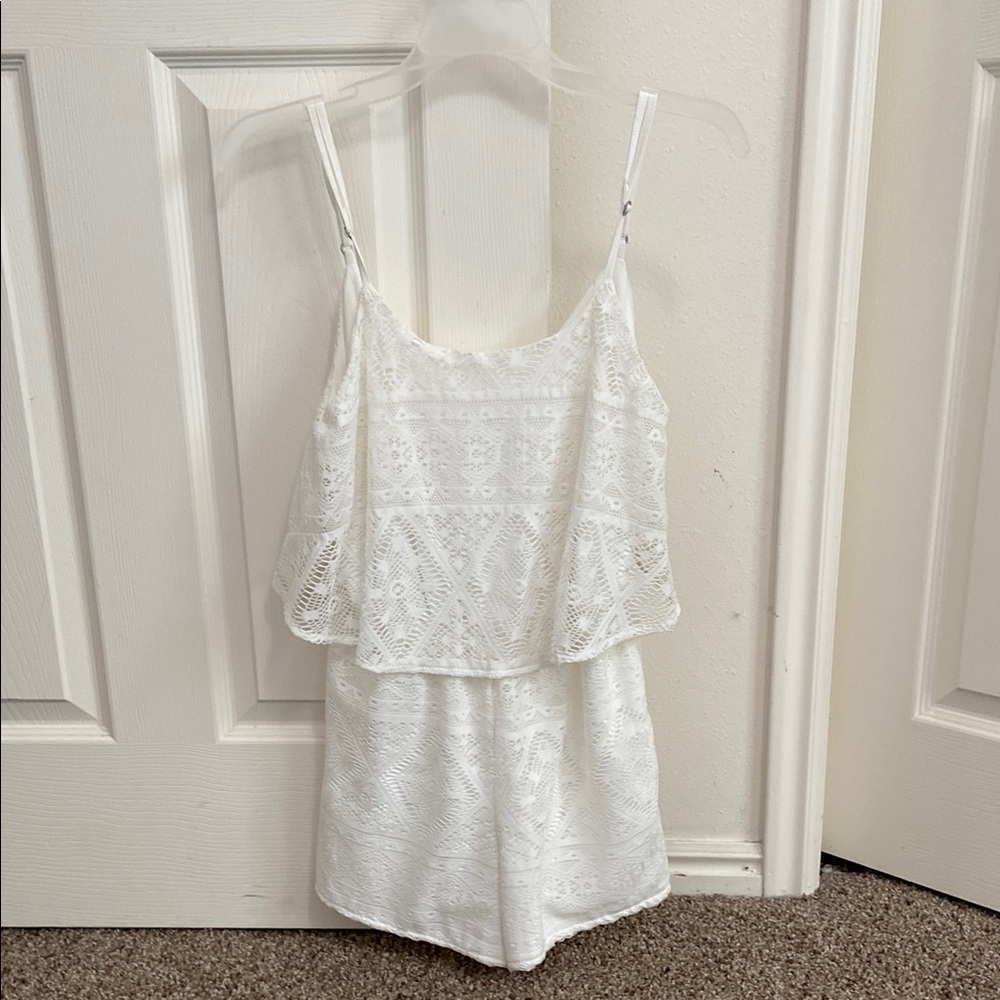 White Lace Overlay Romper